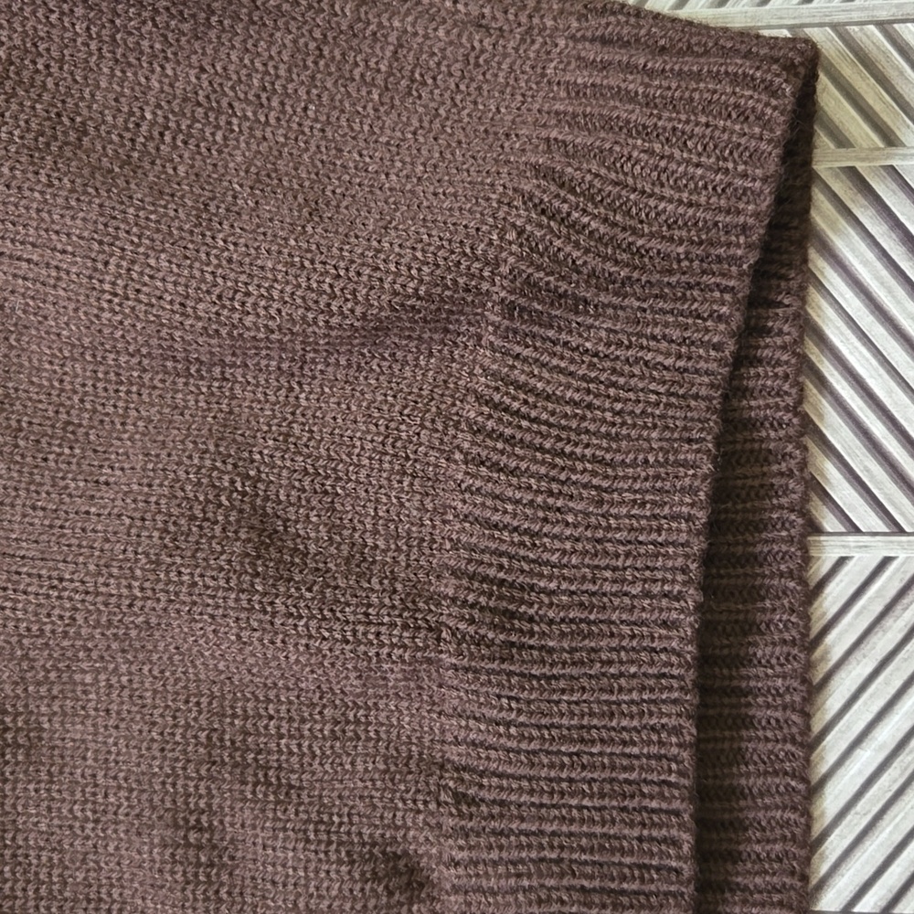 Cropped Brown Cardigan Sweater Embroidered Sun Pockets V-Neck Button Front Large - Picture 14 of 15